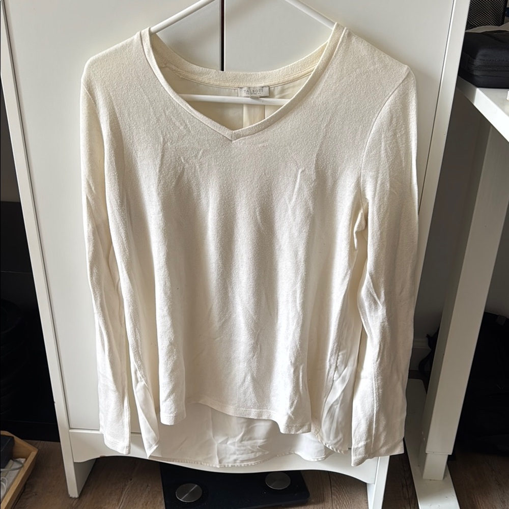 Elegant Cream V-Neck Women's Top